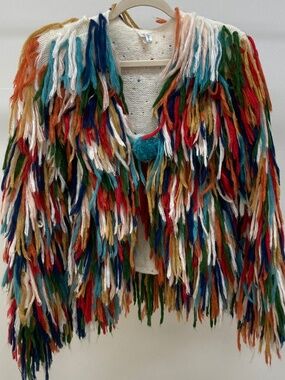 Multicolor Fringe Statement Cardigan